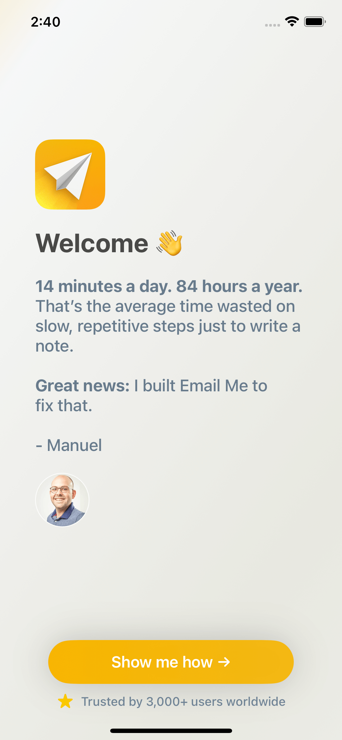 Gráfico de comparación de eficiencia de Email Me App mostrando cómo la toma de notas rápida ahorra horas comparado con apps de email tradicionales con funcionalidad de un toque