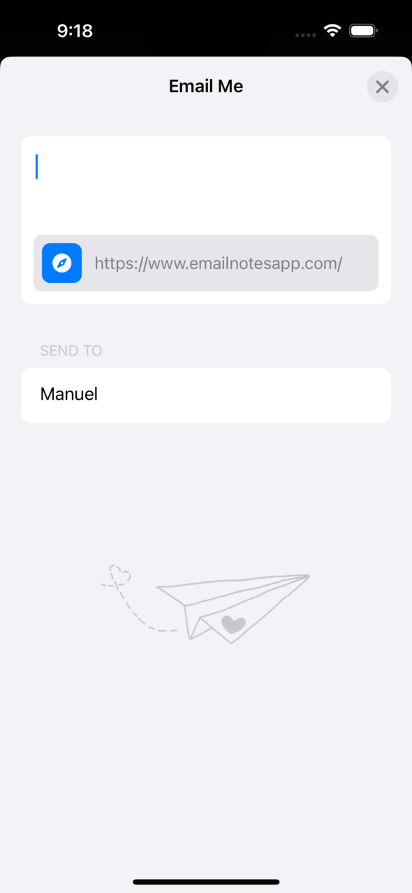 Email Me App iOS Share Sheet