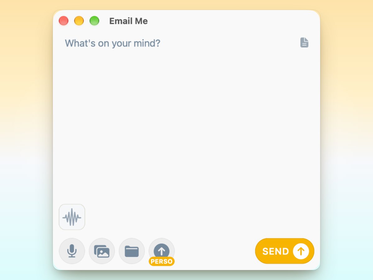 Email-Me-Fenster mit angehängter Audionotiz