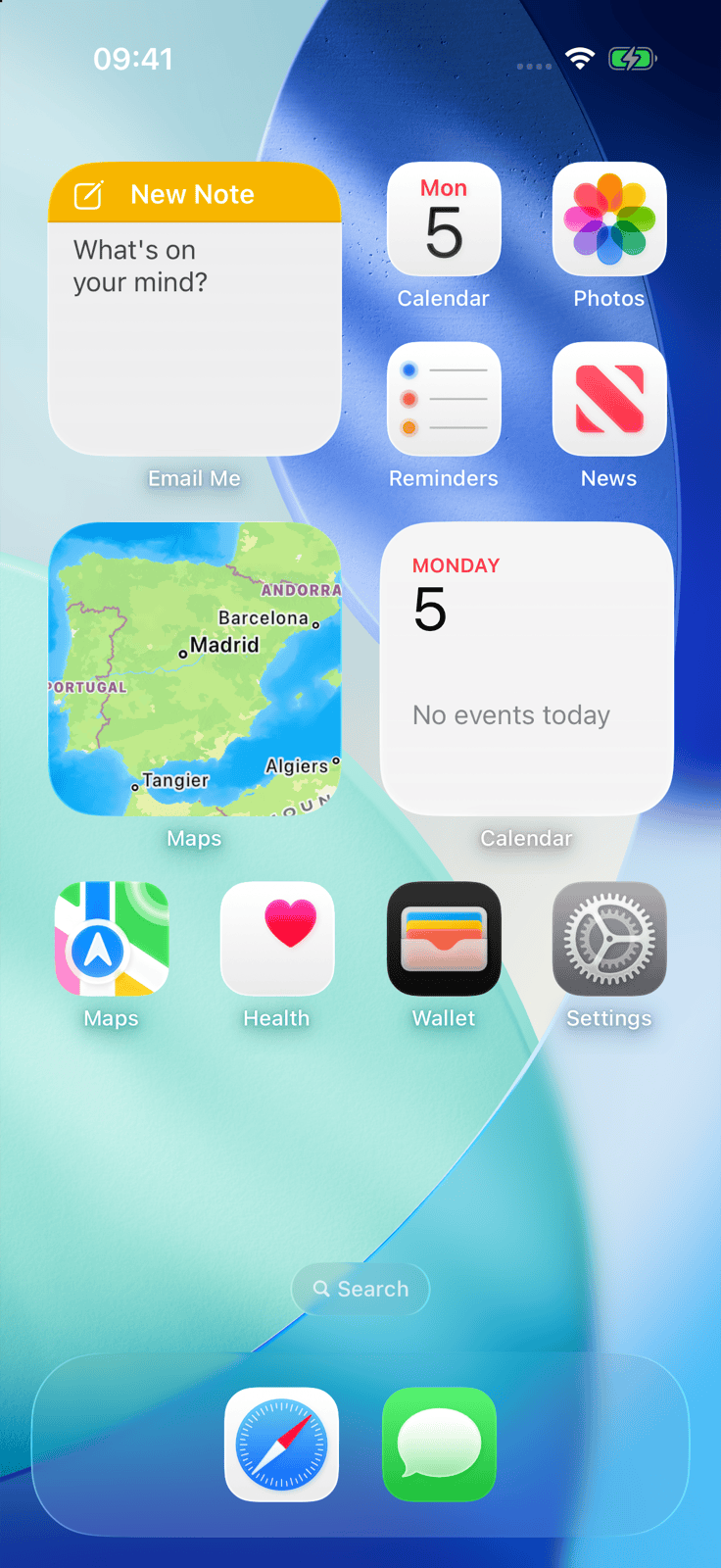 Email Me Widget auf einem iPhone Home-Bildschirm mit Ein-Tipp-Zugriff auf neue Notizen und Sprachmemos Email Me Widget auf einem iPhone Home-Bildschirm mit Ein-Tipp-Zugriff auf neue Notizen und Sprachmemos